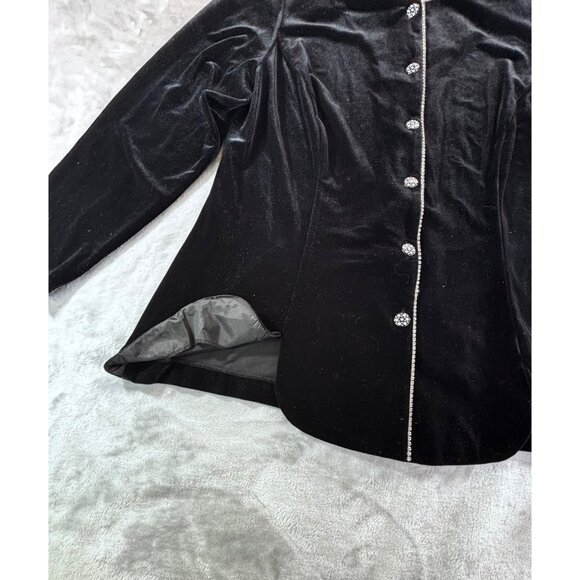 Ronni Nicole II by Ouida Top Women's 1X black Velvet Studded button down Vintage - Picture 5 of 12